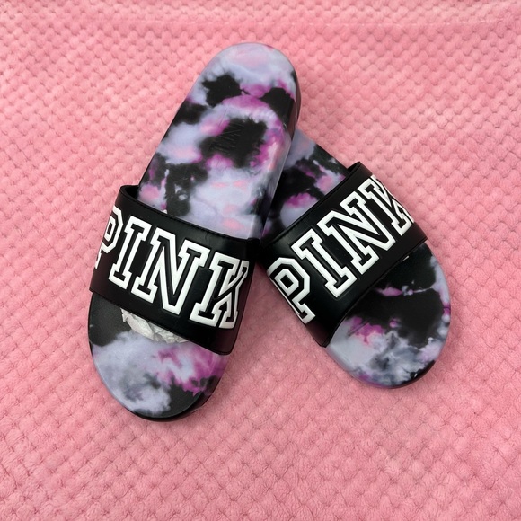 VS PINK Single Strap Slides Tie Dye L (9/10) - Picture 10 of 12